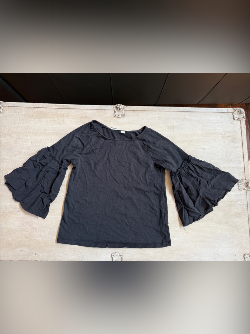 GAP Black Girls Ruffle Bell Sleeve Top